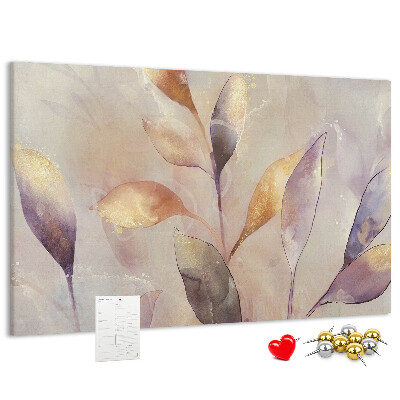 Tableau en liège Feuilles délicates aux teintes pastel