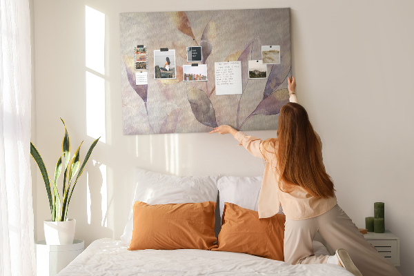 Tableau en liège Feuilles délicates aux teintes pastel