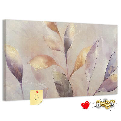 Tableau en liège Feuilles délicates aux teintes pastel