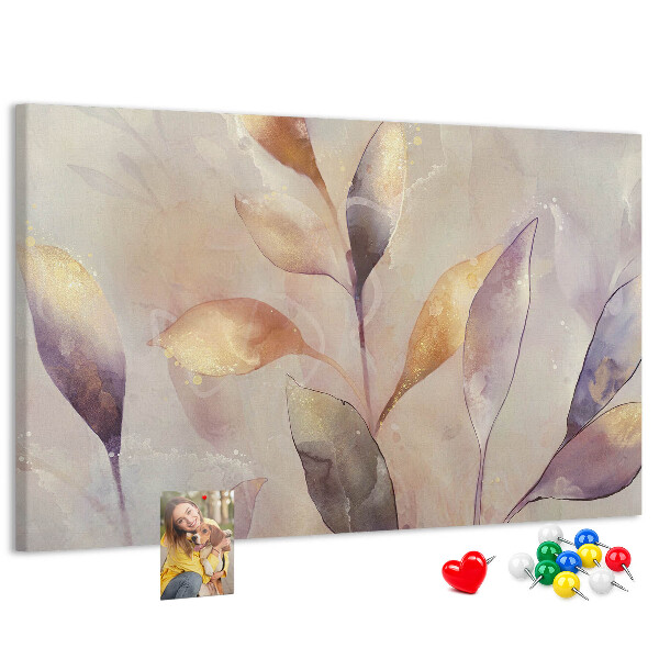 Tableau en liège Feuilles délicates aux teintes pastel