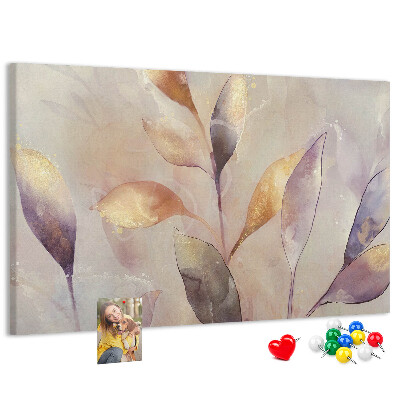 Tableau en liège Feuilles délicates aux teintes pastel