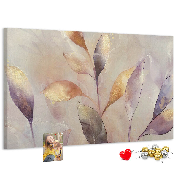 Tableau en liège Feuilles délicates aux teintes pastel
