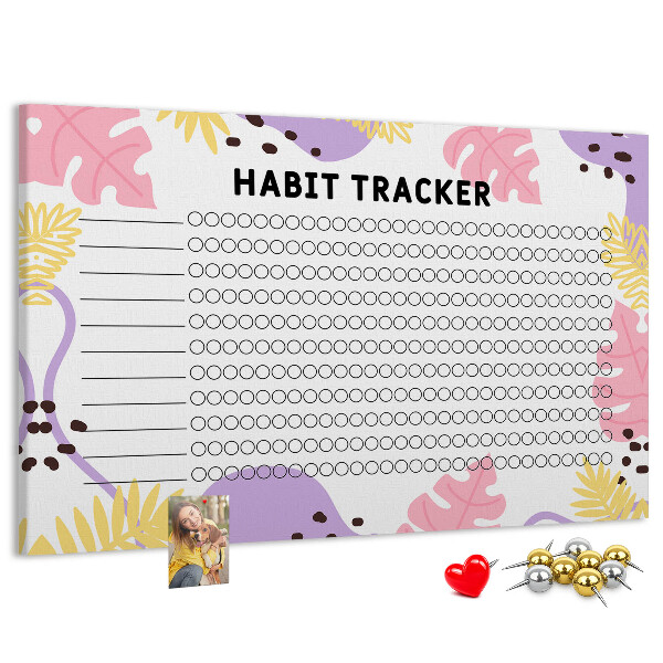 Tableau affichage liège Motif tropical avec feuilles et points