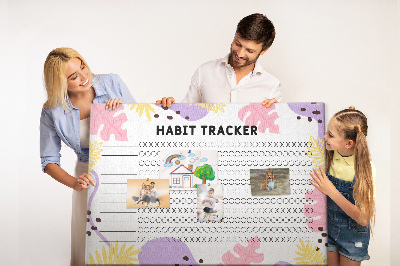 Tableau affichage liège Motif tropical avec feuilles et points