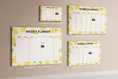 Tableau de liège Calendrier hebdomadaire à motif citron