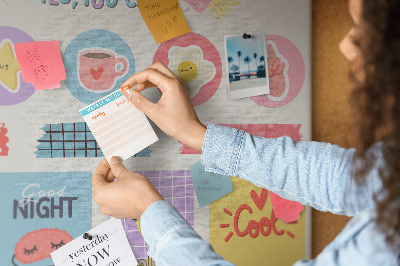 Tableau en liège Des motifs colorés avec des slogans positifs