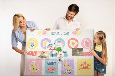 Tableau en liège Des motifs colorés avec des slogans positifs