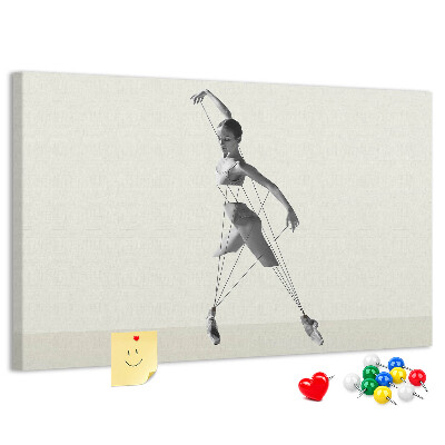 Tableau affichage liège Silhouette dansante aux lignes fines.