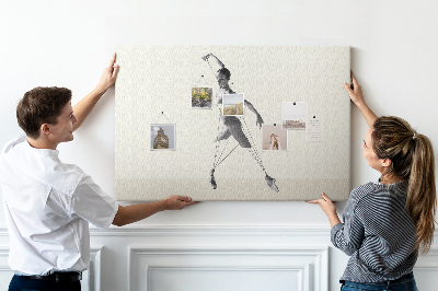 Tableau affichage liège Silhouette dansante aux lignes fines.