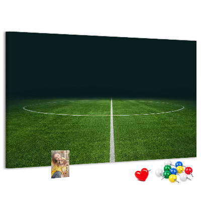 Tableau de liège Terrain de football avec lignes et gazon.
