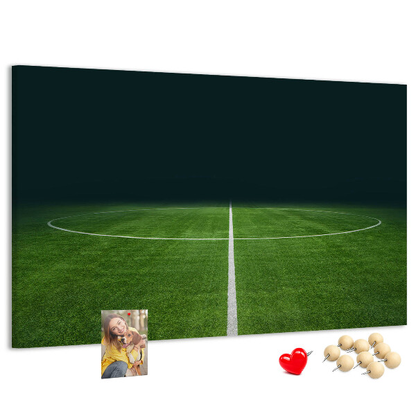 Tableau de liège Terrain de football avec lignes et gazon.