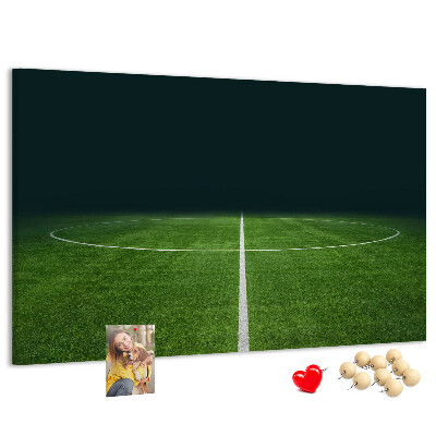 Tableau de liège Terrain de football avec lignes et gazon.