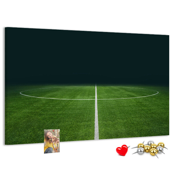 Tableau de liège Terrain de football avec lignes et gazon.