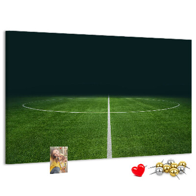 Tableau de liège Terrain de football avec lignes et gazon.