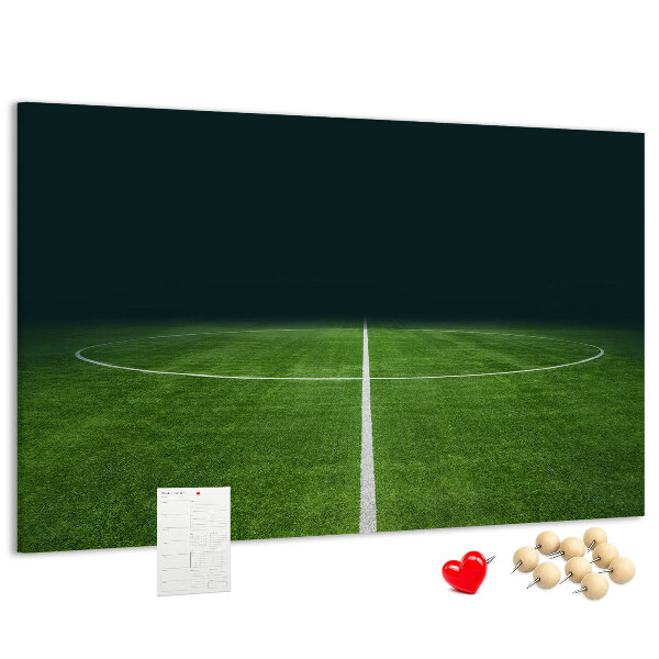 Tableau de liège Terrain de football avec lignes et gazon.