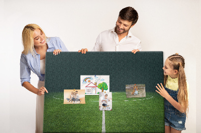 Tableau de liège Terrain de football avec lignes et gazon.