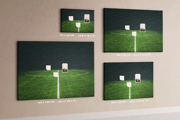 Tableau de liège Terrain de football avec lignes et gazon.