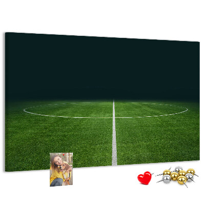 Tableau de liège Terrain de football avec lignes et gazon.