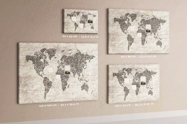Tableau en liège Carte du monde avec texture de journal.