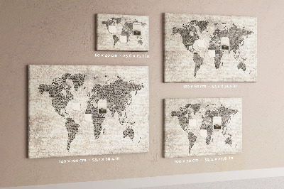 Tableau en liège Carte du monde avec texture de journal.