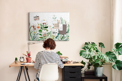 Tableau affichage liège Feuilles tropicales aux teintes délicates