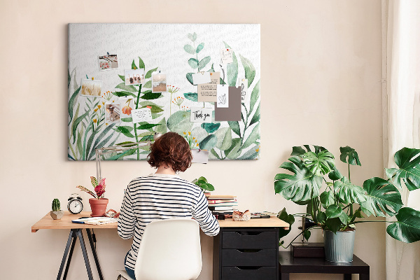 Tableau affichage liège Feuilles tropicales aux teintes délicates