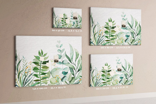 Tableau affichage liège Feuilles tropicales aux teintes délicates