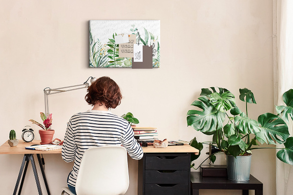 Tableau affichage liège Feuilles tropicales aux teintes délicates