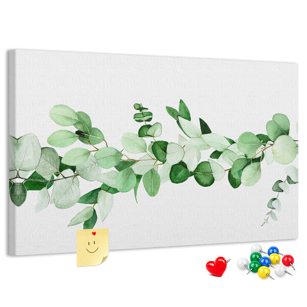 Tableau en liège Feuilles vertes sur fond clair