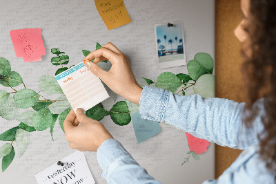 Tableau en liège Feuilles vertes sur fond clair