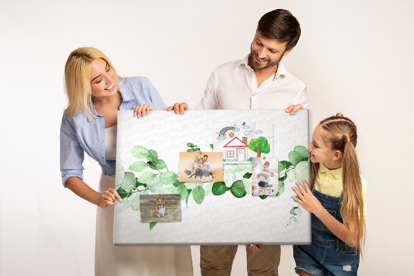 Tableau en liège Feuilles vertes sur fond clair