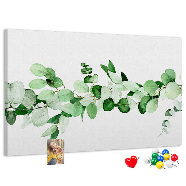 Tableau en liège Feuilles vertes sur fond clair