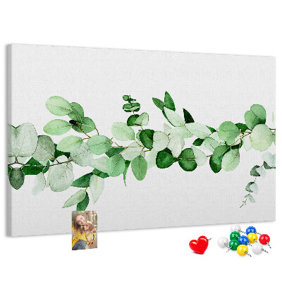 Tableau en liège Feuilles vertes sur fond clair