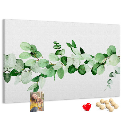 Tableau en liège Feuilles vertes sur fond clair