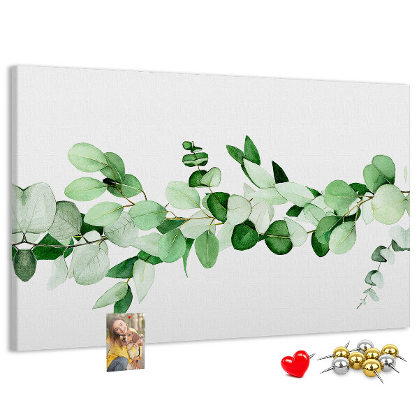 Tableau en liège Feuilles vertes sur fond clair