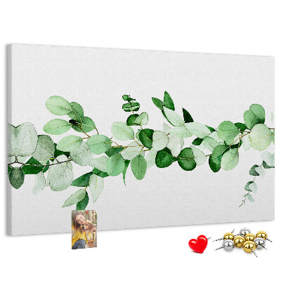 Tableau en liège Feuilles vertes sur fond clair