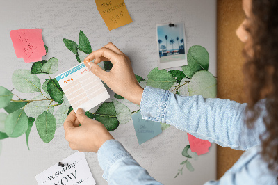 Tableau en liège Feuilles vertes sur fond clair