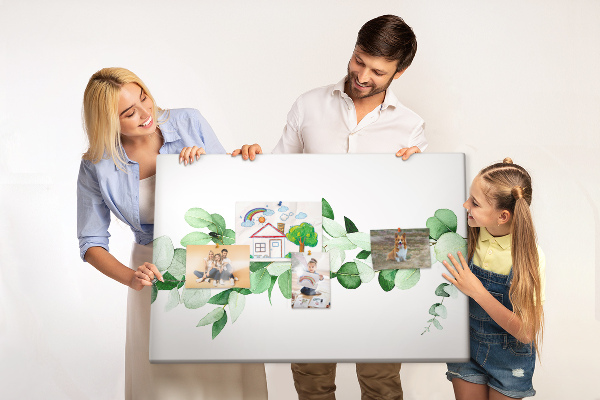 Tableau en liège Feuilles vertes sur fond clair