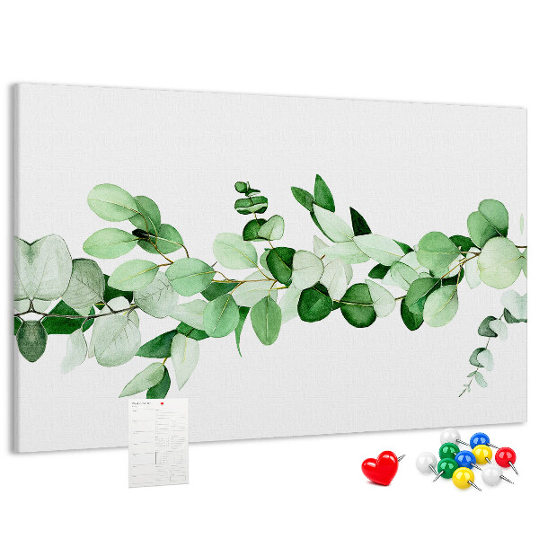 Tableau en liège Feuilles vertes sur fond clair
