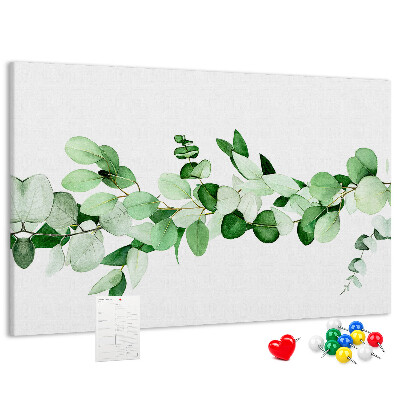 Tableau en liège Feuilles vertes sur fond clair