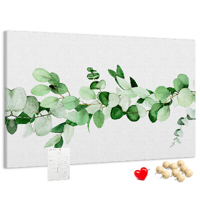 Tableau en liège Feuilles vertes sur fond clair