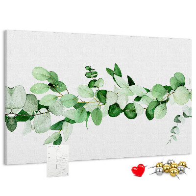 Tableau en liège Feuilles vertes sur fond clair