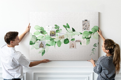 Tableau en liège Feuilles vertes sur fond clair