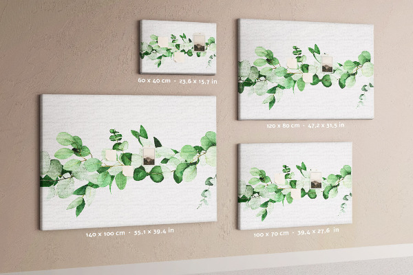 Tableau en liège Feuilles vertes sur fond clair