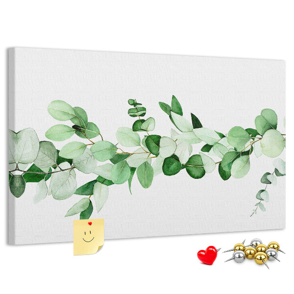 Tableau en liège Feuilles vertes sur fond clair