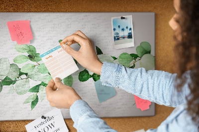 Tableau en liège Feuilles vertes sur fond clair