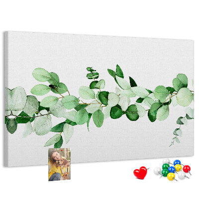 Tableau en liège Feuilles vertes sur fond clair