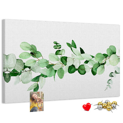 Tableau en liège Feuilles vertes sur fond clair