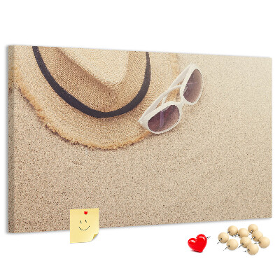 Tableau affichage liège Détente estivale sur la plage avec des lunettes de soleil.