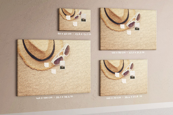 Tableau affichage liège Détente estivale sur la plage avec des lunettes de soleil.